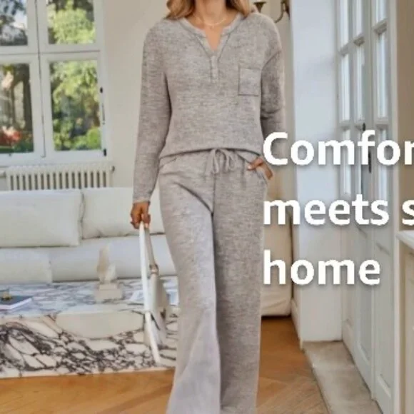 Soft Lounge Set Matching Pajamas Comfort Fit S M L XL